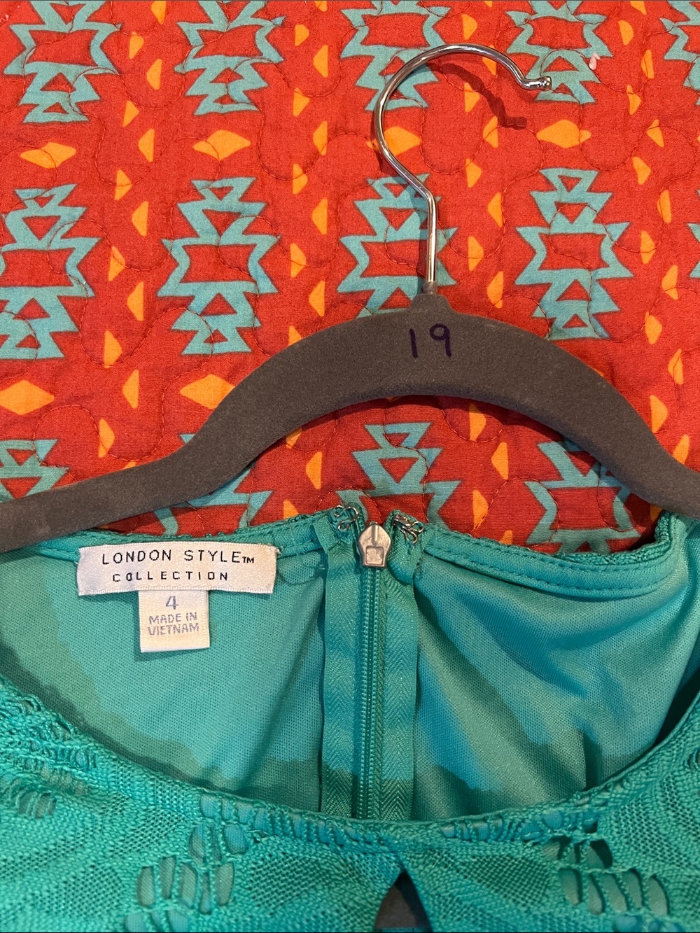 London Style Teal Crochet Midi Dress - Picture 6 of 11
